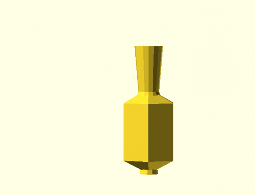radius = 10; stemHeight = 20; stemBracketHeight = 5; bodyHeight = 20; elongation = 5;