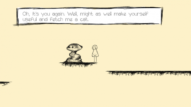 The player (right) interacting with a non-player character (left).