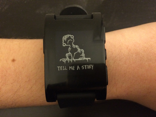"Tell me a story" is displayed at the 45 min mark of an hour.