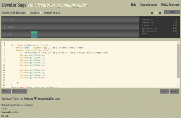 ElevatorSaga Web Interface